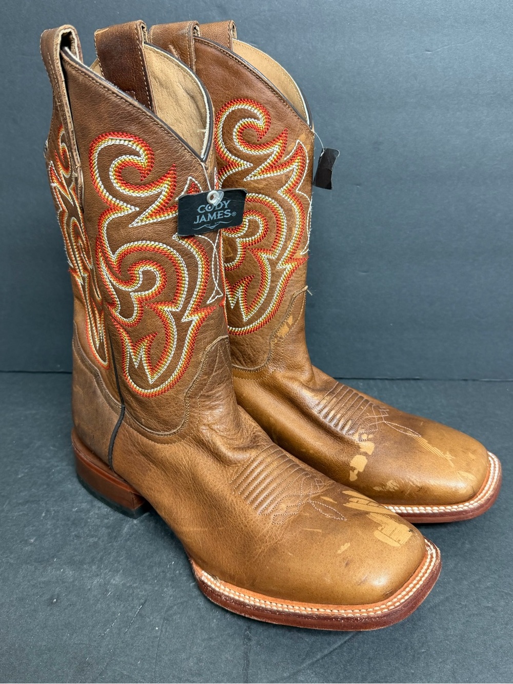 Cody James Men's Lynx Western Boot Broad Square Toe - Size 9.5 D NEW W/ FLAW